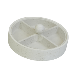 مضيفة حلويات دائرية مقسمة مع مقبض كروي