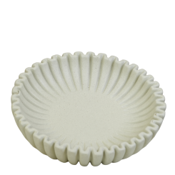 وعاء رخامي أبيض بتصميم مخدد